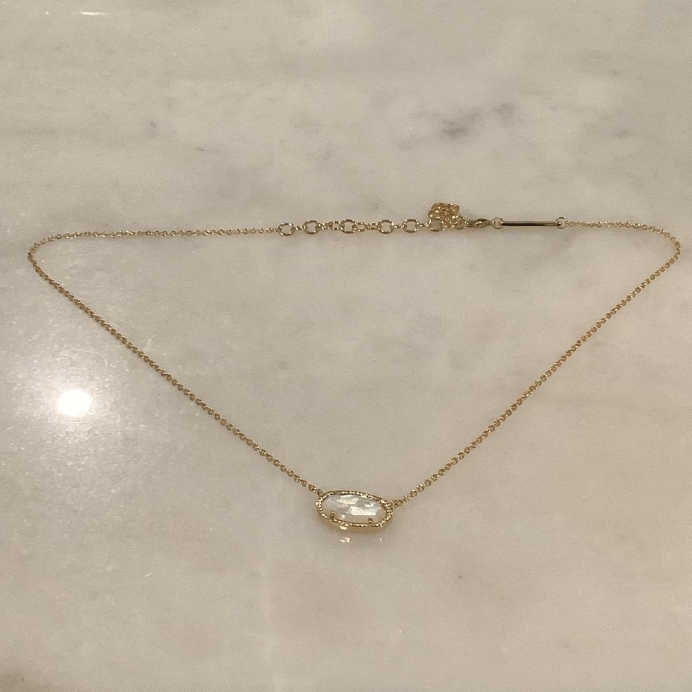 Kendra Scott Elisa Gold Necklace with Ivory Mother of Pearl Pendant, Brand New